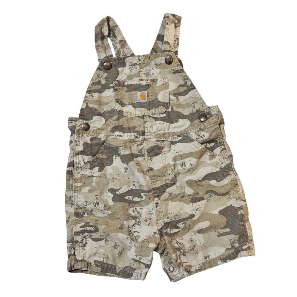 Carhartt Camouflage Ripstop Bib Overalls Shortalls Tan 24M Snap Closure